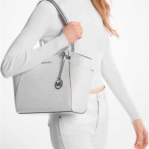 Michael Kors Handbags - NWT Michael Kors Jet Set Travel Large MK Logo Chain Strap Shoulder Tote Bag